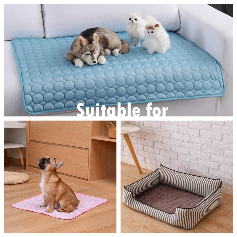 Tapete Refrescante para Cães e Gatos – Cama de Verão Respirável e Lavável para Casa, Sofá e Automóvel**