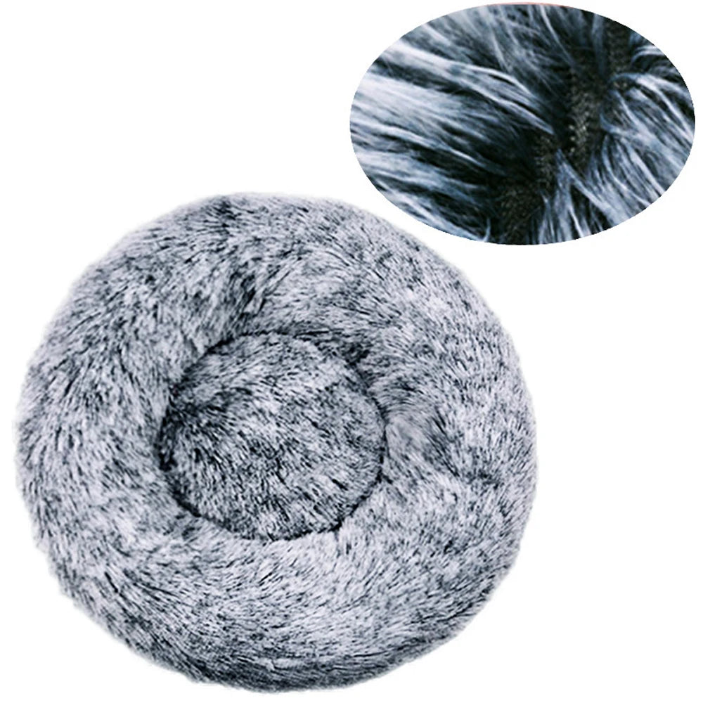 Cama Redonda de Pelúcia para Cães e Gatos – Cama Quente de Inverno com Capa Removível e Lavável**
