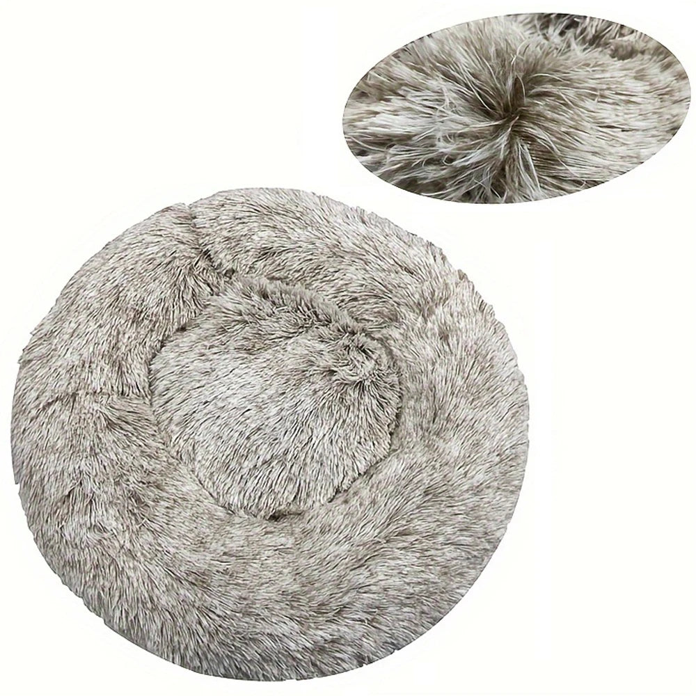 Cama Redonda de Pelúcia para Cães e Gatos – Cama Quente de Inverno com Capa Removível e Lavável**
