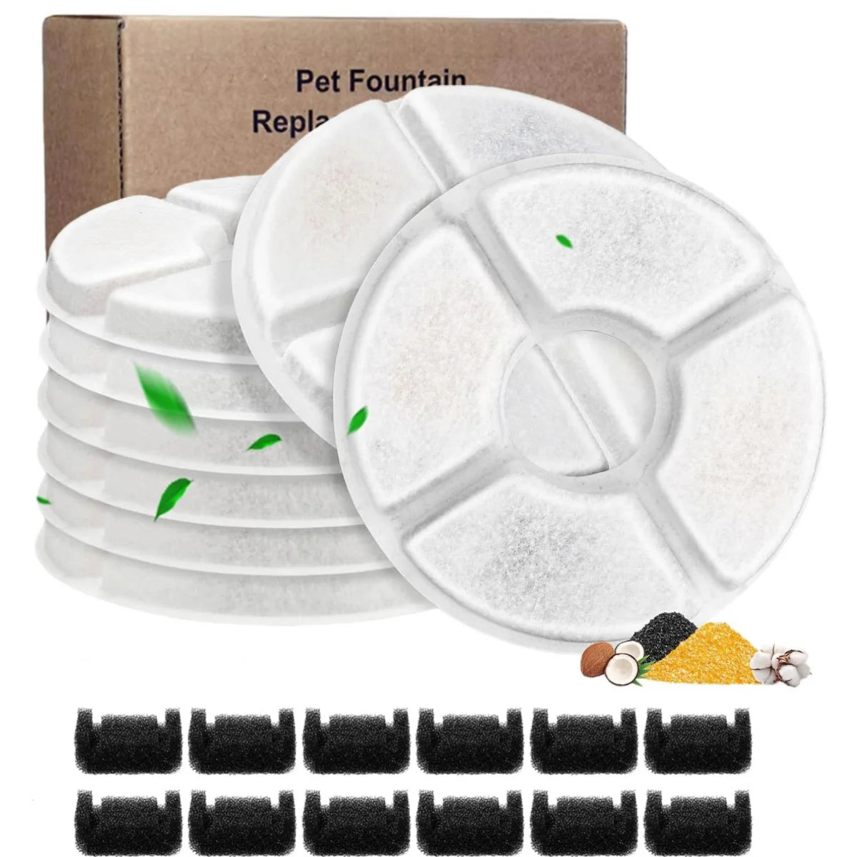 Filtros de Substituição para Fonte de Água de Cães e Gatos – Conjunto de Filtros de Carbono Ativado (4, 8 ou 12 Unidades)**