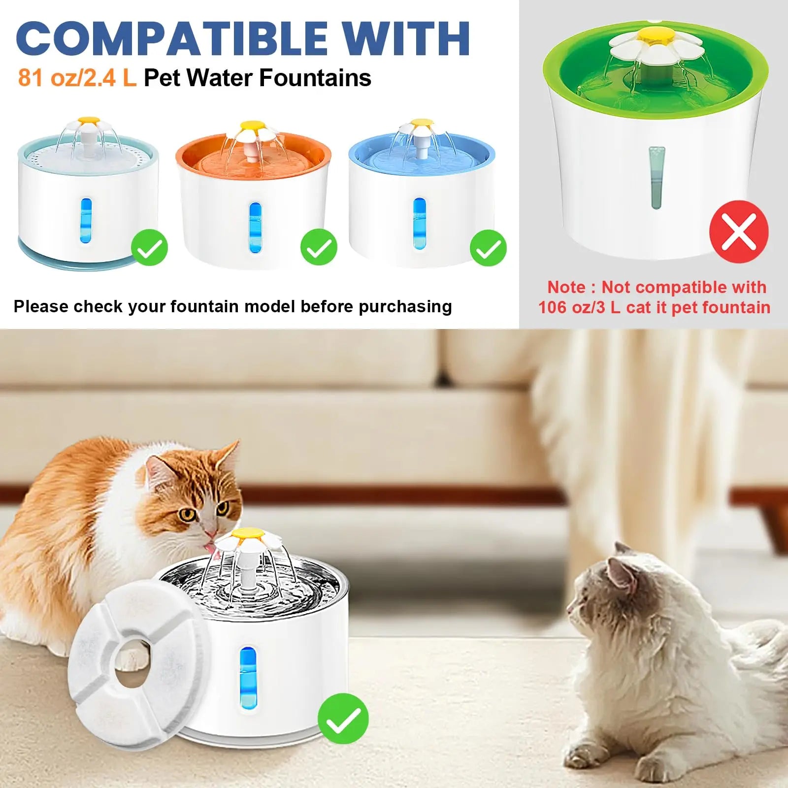 Filtros de Substituição para Fonte de Água de Cães e Gatos – Conjunto de Filtros de Carbono Ativado (4, 8 ou 12 Unidades)**