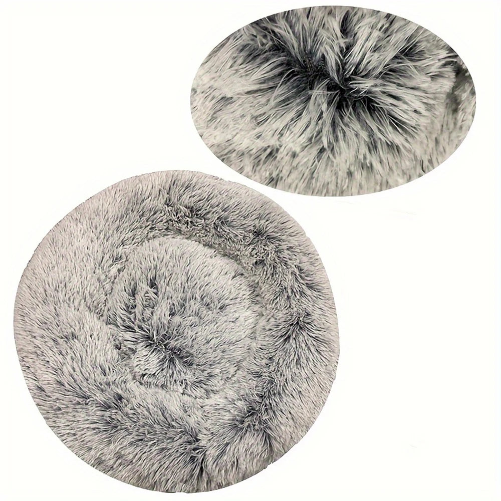 Cama Redonda de Pelúcia para Cães e Gatos – Cama Quente de Inverno com Capa Removível e Lavável**