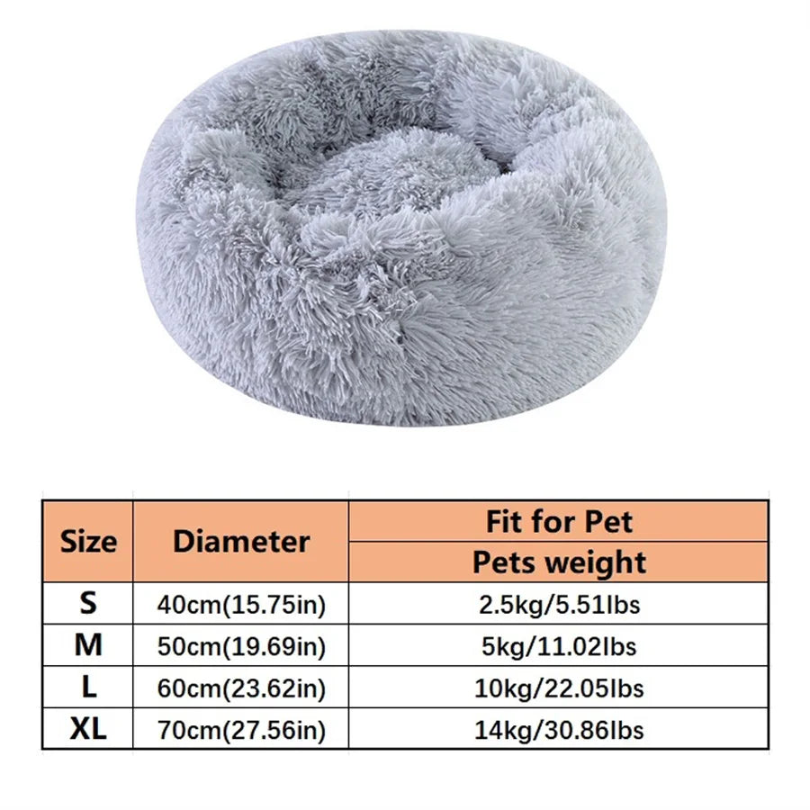 Cama Redonda Donut para Cães e Gatos – Cama de Pelúcia Macia, Quente e Lavável para um Descanso Confortável**
