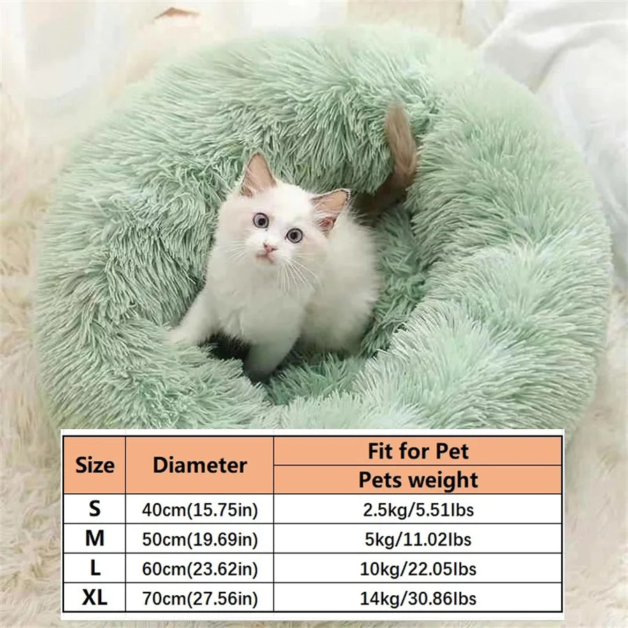 Cama Redonda Donut para Cães e Gatos – Cama de Pelúcia Macia, Quente e Lavável para um Descanso Confortável**