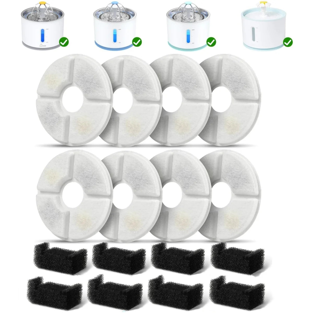 Filtros de Substituição para Fonte de Água de Cães e Gatos – Conjunto de Filtros de Carbono Ativado (4, 8 ou 12 Unidades)**