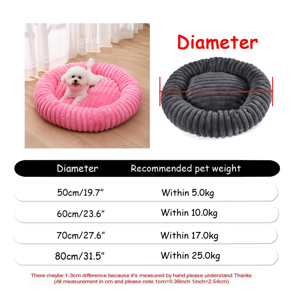 Cama Redonda de Pelúcia para Cães e Gatos – Cama Quente de Inverno com Capa Removível e Lavável**