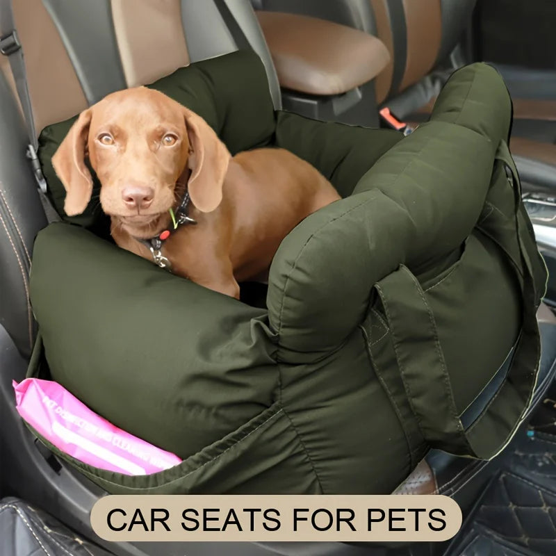 Assento Auto para Cães com Cinto de Segurança – Cama Antiderrapante para Viagens, Lavável e com Fixação Segura**