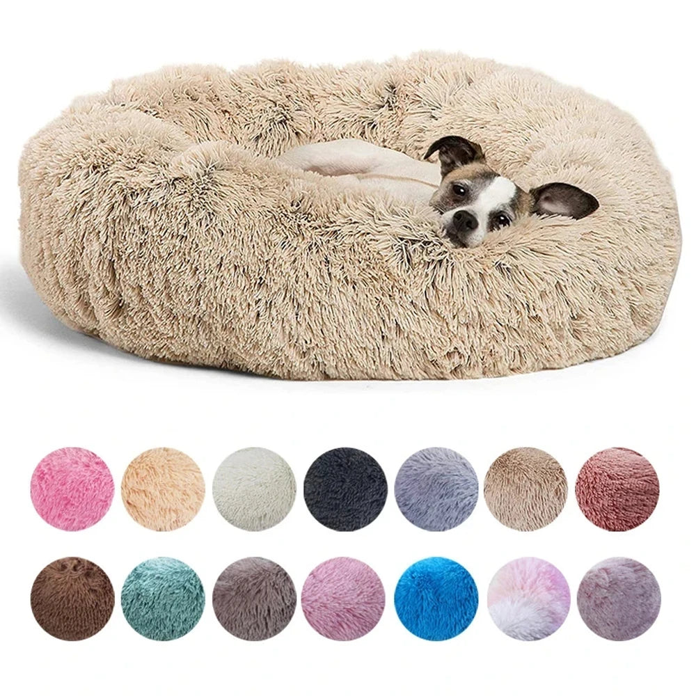 Cama Redonda de Pelúcia para Cães e Gatos – Cama Quente de Inverno com Capa Removível e Lavável**