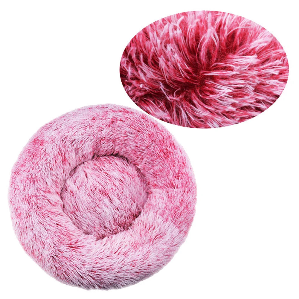 Cama Redonda de Pelúcia para Cães e Gatos – Cama Quente de Inverno com Capa Removível e Lavável**