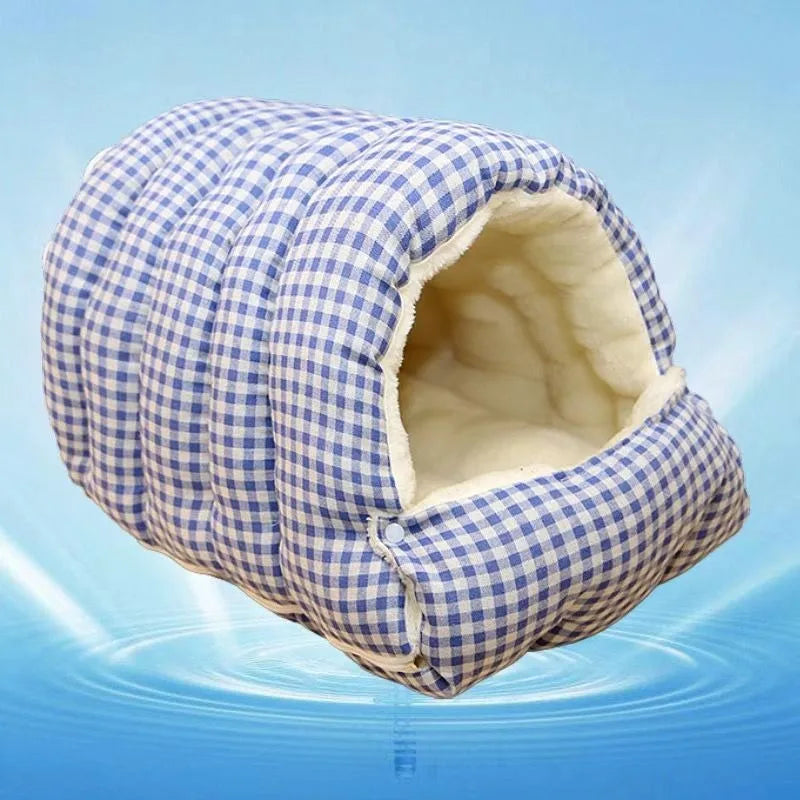 Cama Dobrável de Inverno para Cães e Gatos – Ninho Semifechado, Macio e Quente
