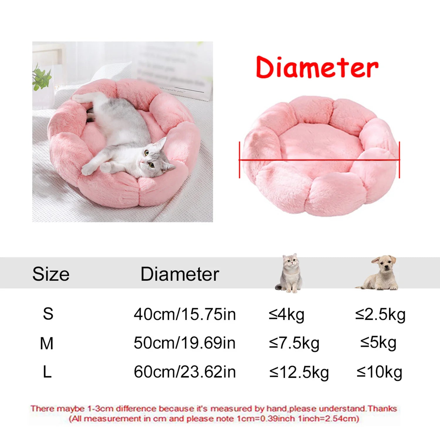 Cama Redonda de Pelúcia para Cães e Gatos – Cama Quente de Inverno com Capa Removível e Lavável**