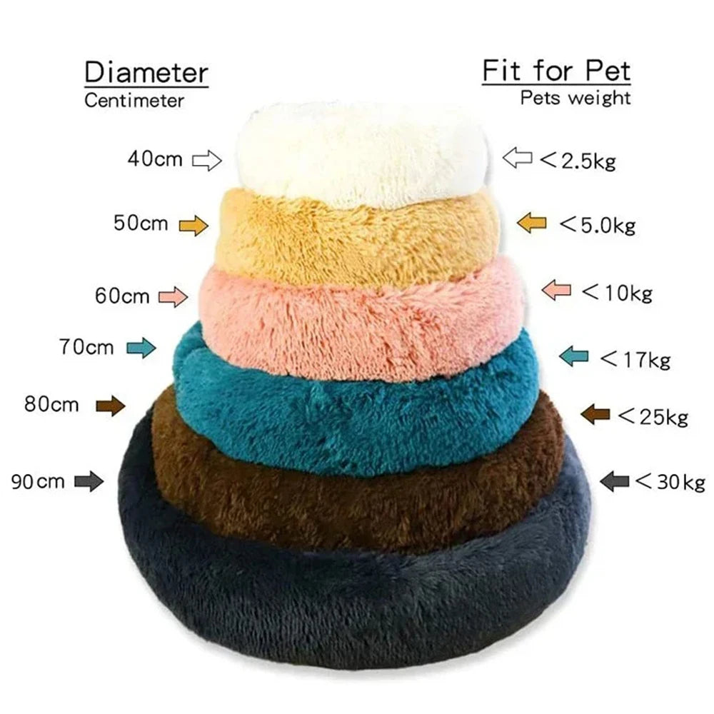 Cama Redonda de Pelúcia para Cães e Gatos – Cama Quente de Inverno com Capa Removível e Lavável**