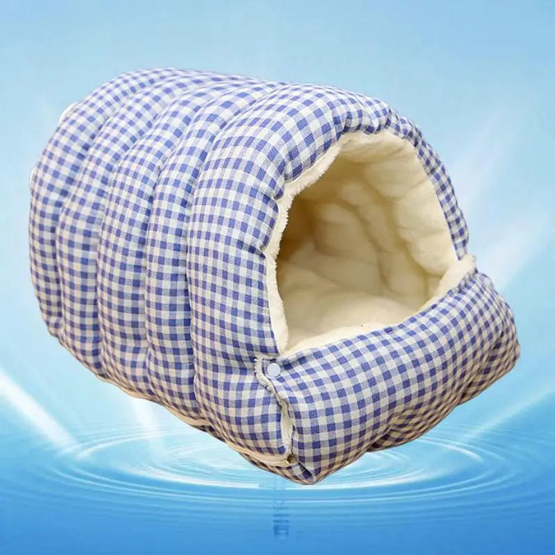 Cama Dobrável de Inverno para Cães e Gatos – Ninho Semifechado, Macio e Quente
