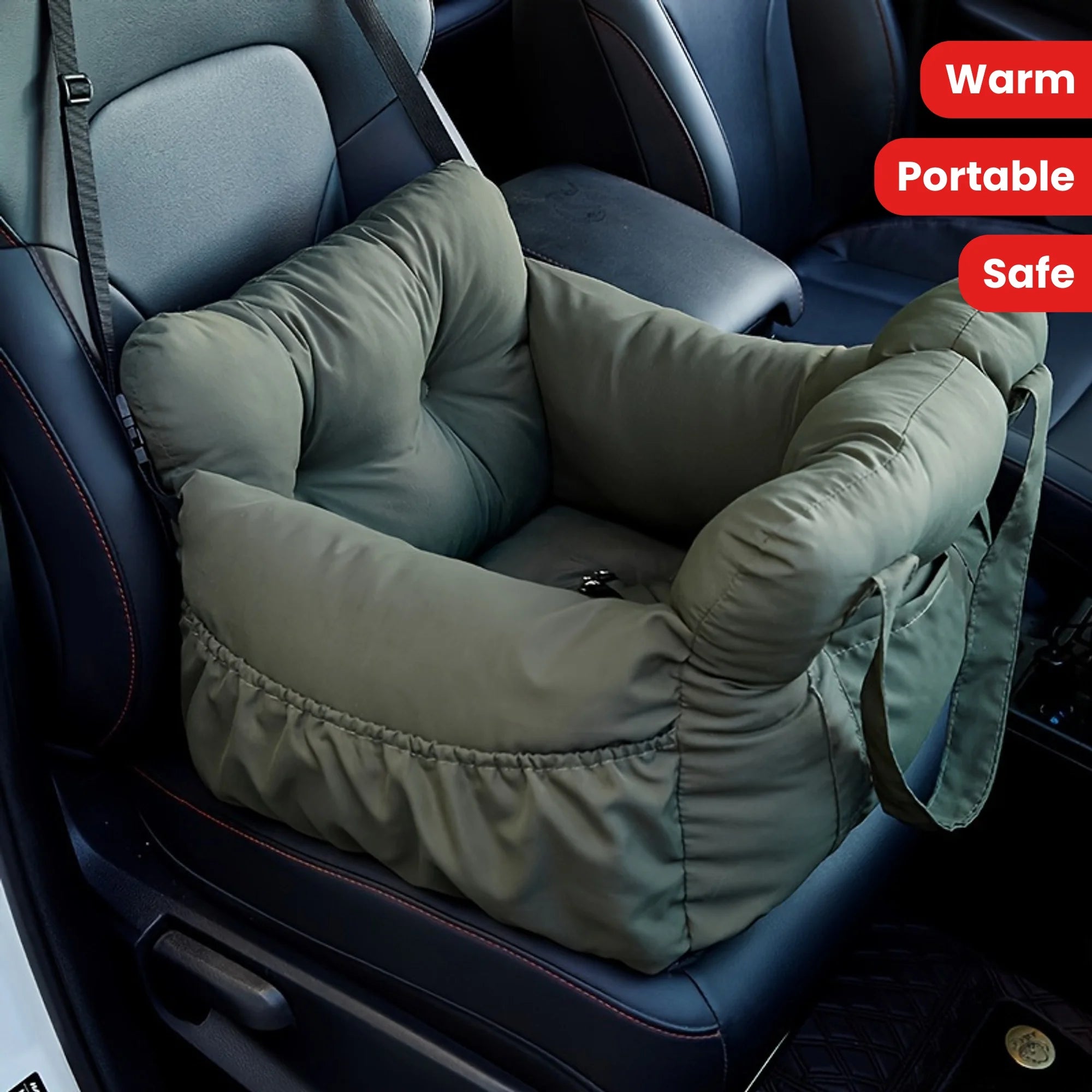 Assento Auto para Cães com Cinto de Segurança – Cama Antiderrapante para Viagens, Lavável e com Fixação Segura**