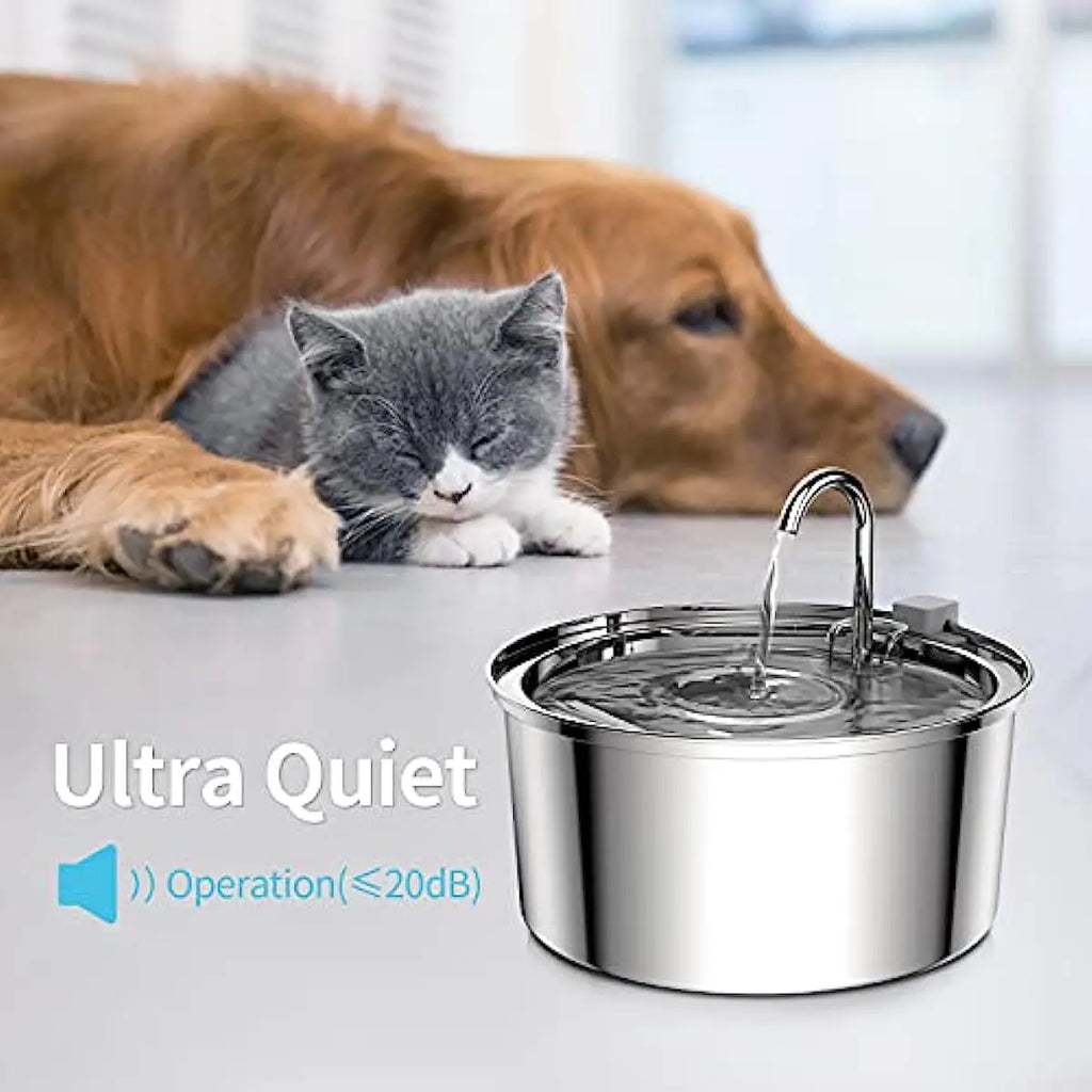 Fonte de Água Automática em Aço Inoxidável para Cães e Gatos – Bebedouro Elétrico USB com Bomba Ultra Silenciosa**
