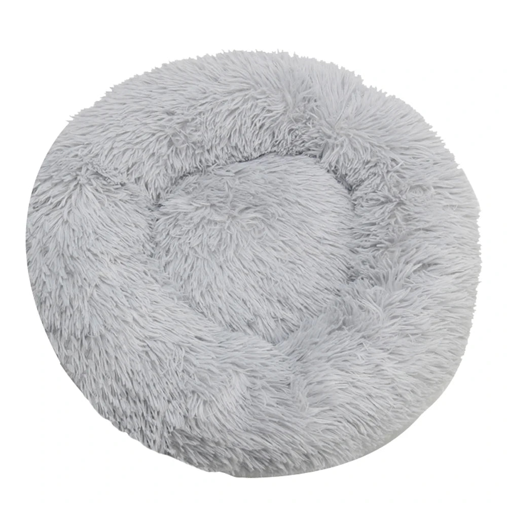 Cama Redonda de Pelúcia para Cães e Gatos – Cama Quente de Inverno com Capa Removível e Lavável**