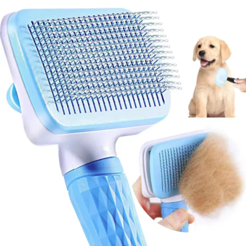 Escova Autolimpante para Cães e Gatos – Pente Removedor de Pelos com Agulhas de Massagem para Grooming