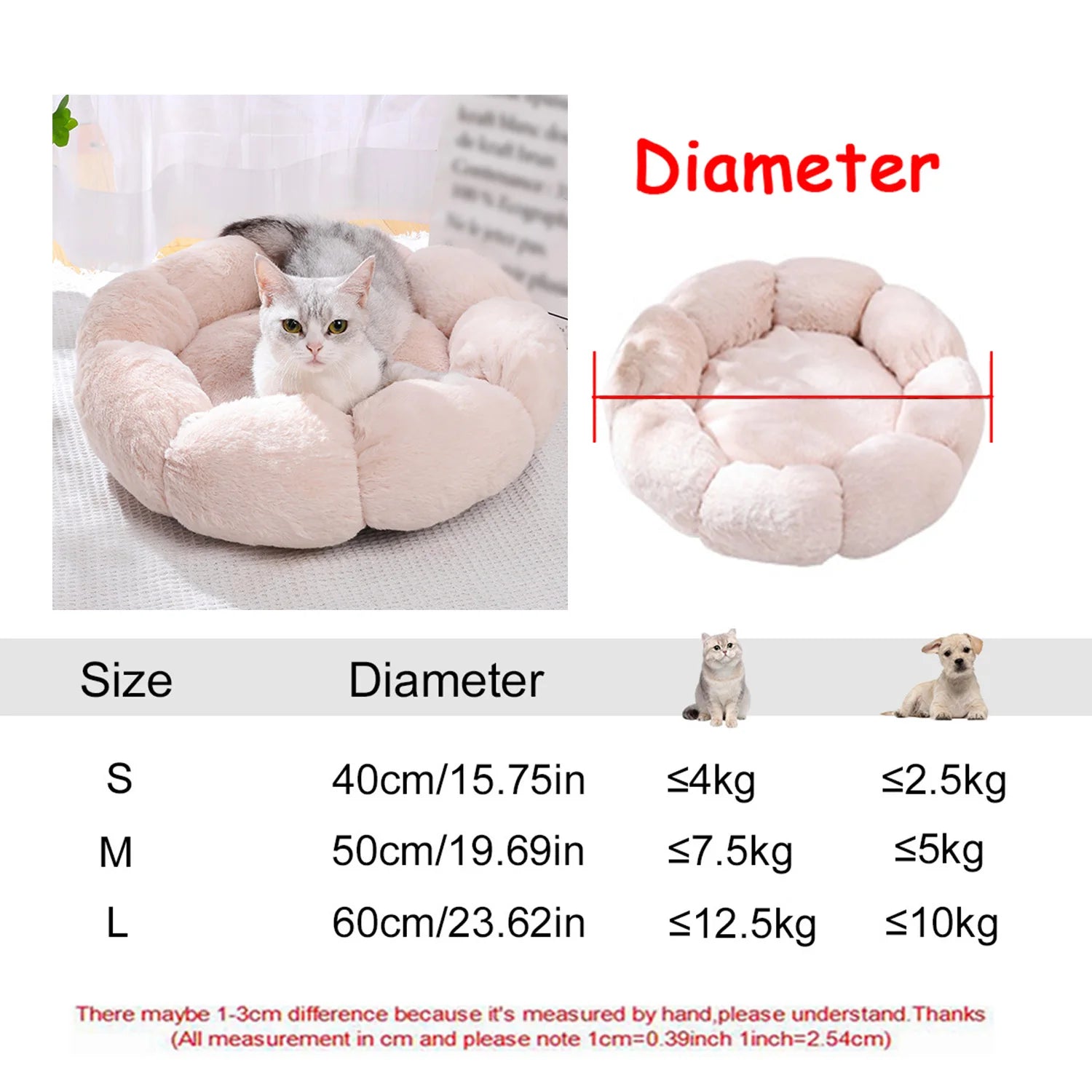 Cama Redonda de Pelúcia para Cães e Gatos – Cama Quente de Inverno com Capa Removível e Lavável**