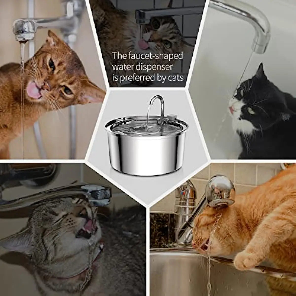 Fonte de Água Automática em Aço Inoxidável para Cães e Gatos – Bebedouro Elétrico USB com Bomba Ultra Silenciosa**