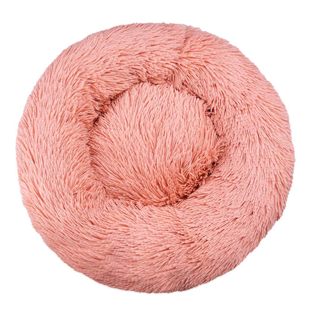 Cama Redonda de Pelúcia para Cães e Gatos – Cama Quente de Inverno com Capa Removível e Lavável**