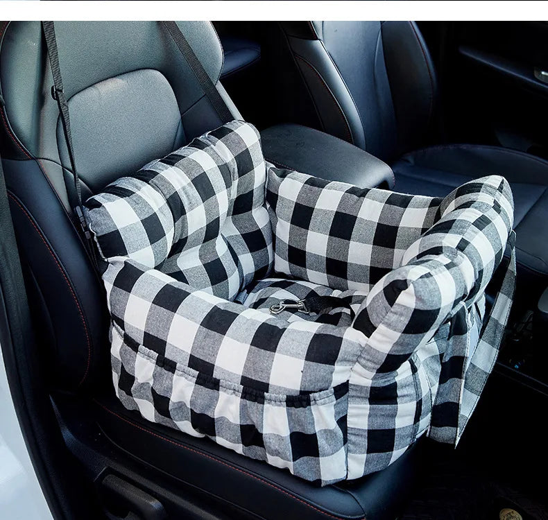 Assento Auto para Cães com Cinto de Segurança – Cama Antiderrapante para Viagens, Lavável e com Fixação Segura**