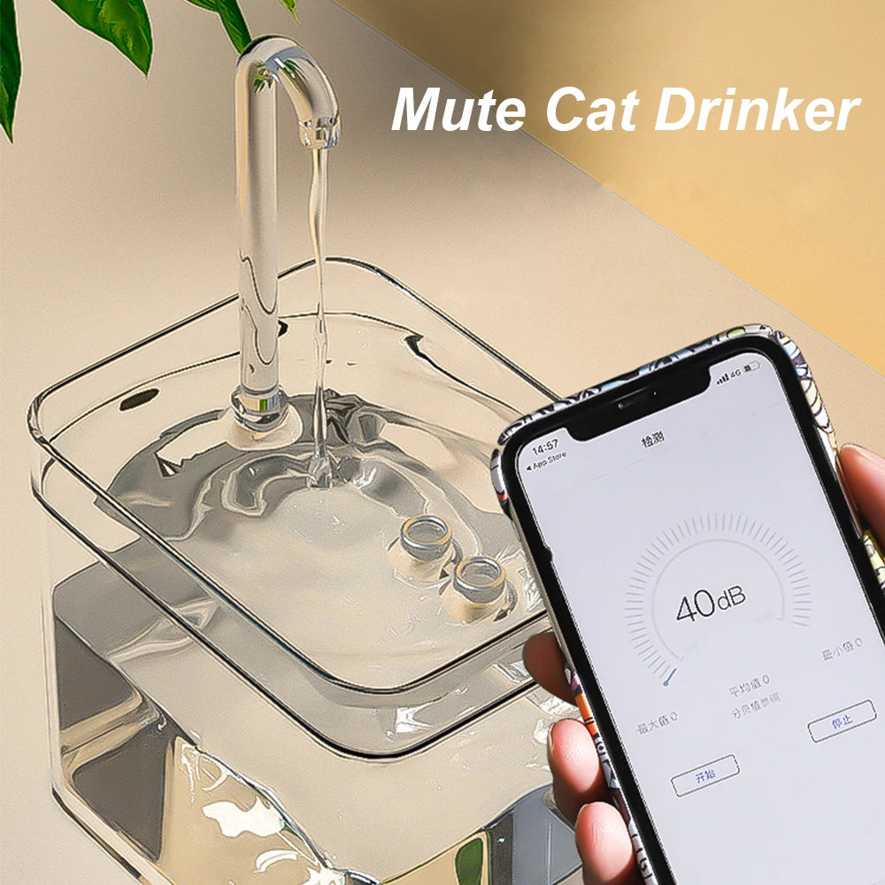 Fonte de Água Automática Transparente para Cães e Gatos – Bebedouro USB com Filtro e Bomba Ultra Silenciosa**