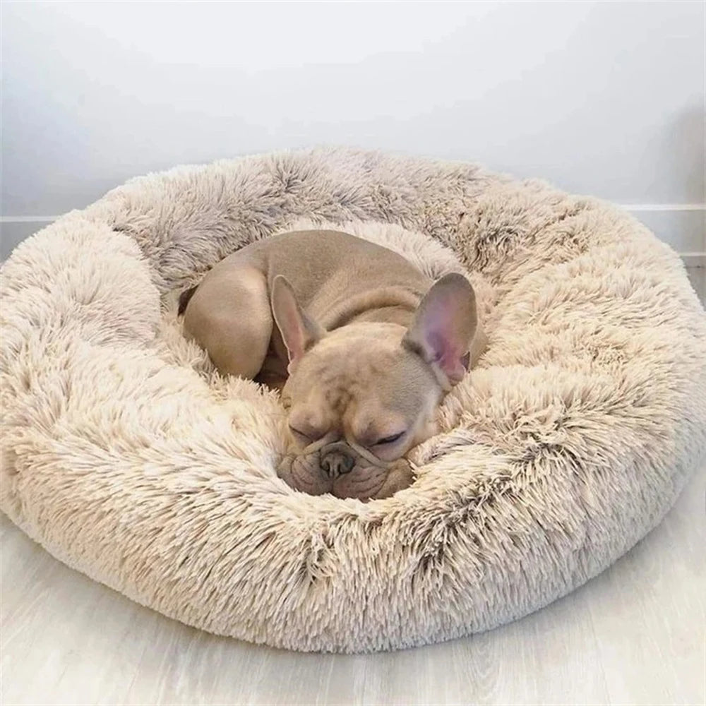 Cama Redonda de Pelúcia para Cães e Gatos – Cama Quente de Inverno com Capa Removível e Lavável**