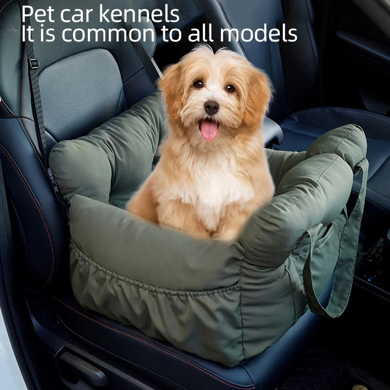 Assento Auto para Cães com Cinto de Segurança – Cama Antiderrapante para Viagens, Lavável e com Fixação Segura**
