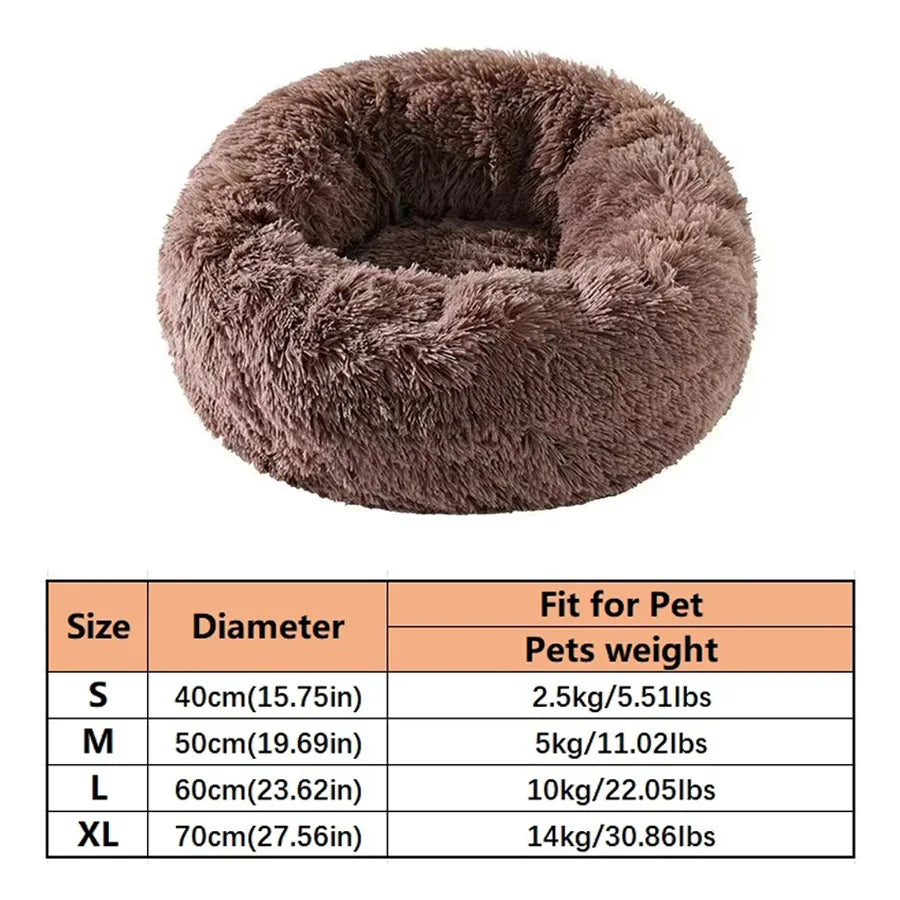 Cama Redonda Donut para Cães e Gatos – Cama de Pelúcia Macia, Quente e Lavável para um Descanso Confortável**