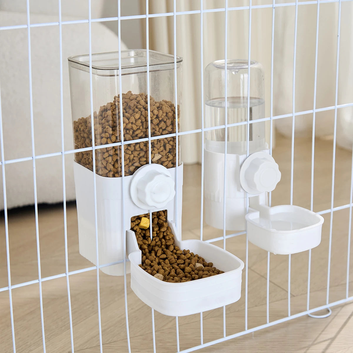 Comedouro e Bebedouro Automático para Cães, Gatos e Coelhos – Taça Suspensa para Gaiolas**