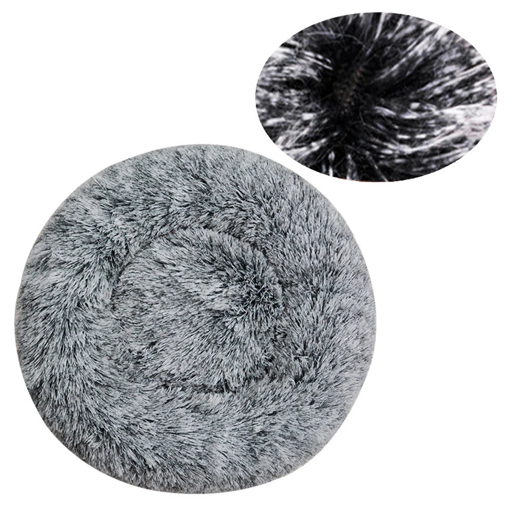 Cama Redonda de Pelúcia para Cães e Gatos – Cama Quente de Inverno com Capa Removível e Lavável**