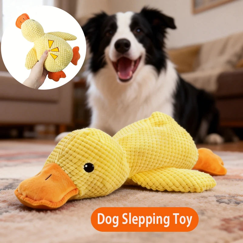 Brinquedo de Peluche para Cães – Pato com Som, Mordedor Resistente para Limpeza dos Dentes