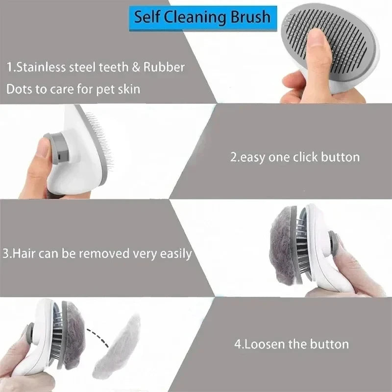 Escova Autolimpante para Cães e Gatos – Pente Removedor de Pelos e Desembaraçador para Grooming**