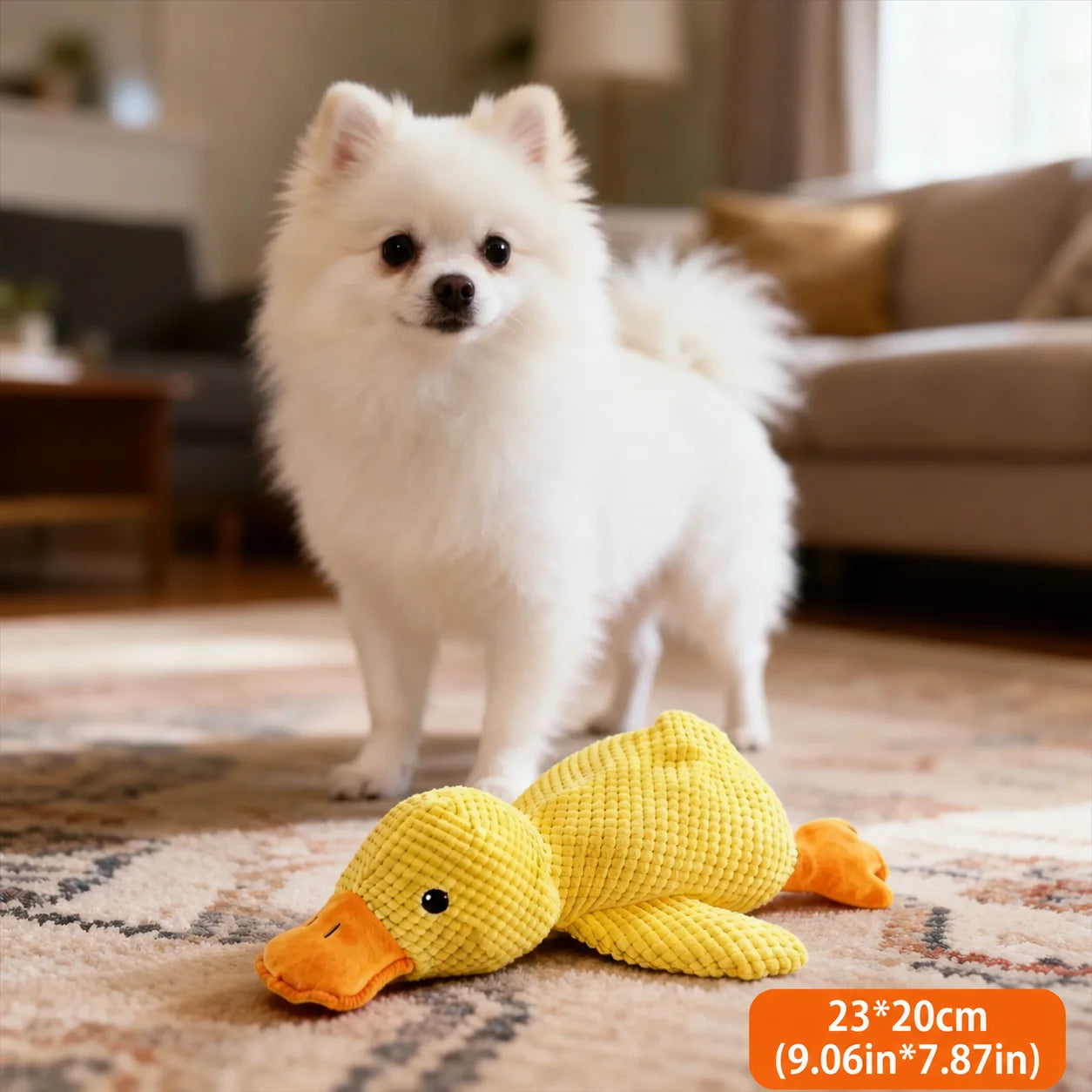 Brinquedo de Peluche para Cães – Pato com Som, Mordedor Resistente para Limpeza dos Dentes e Entretenimento**
