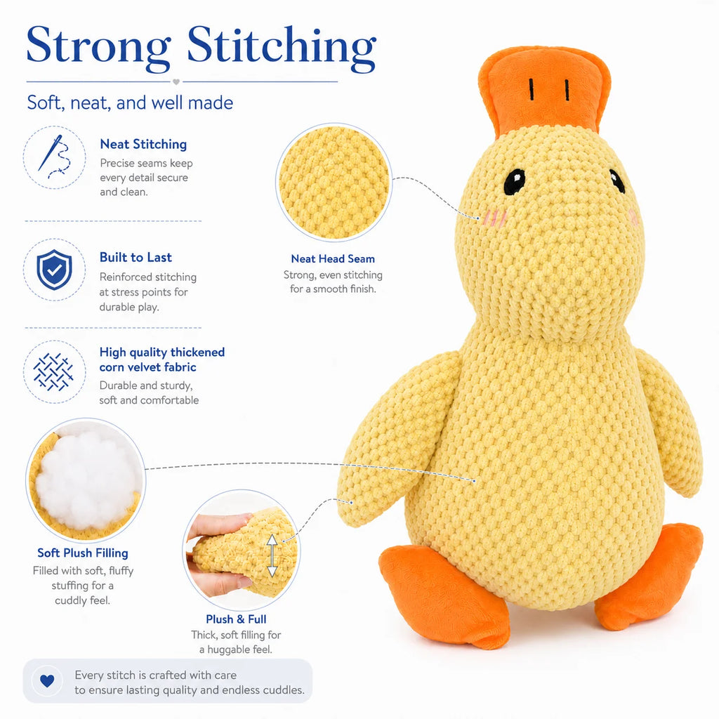 Brinquedo de Peluche para Cães – Pato com Som, Mordedor Resistente para Limpeza dos Dentes