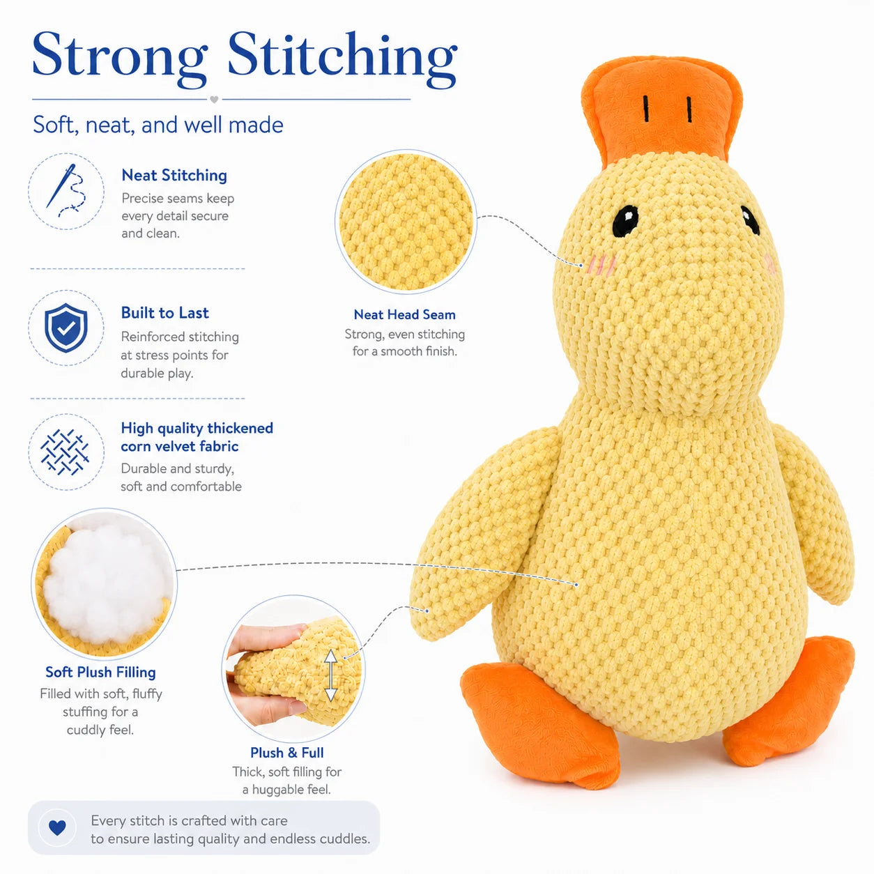 Brinquedo de Peluche para Cães – Pato com Som, Mordedor Resistente para Limpeza dos Dentes e Entretenimento**