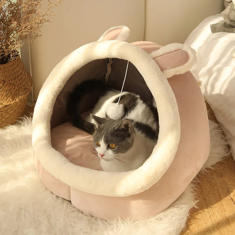 Cama Tenda para Cães e Gatos – Casinha Autoaquecida Dobrável, Lavável e Confortável para Animais de Estimação**