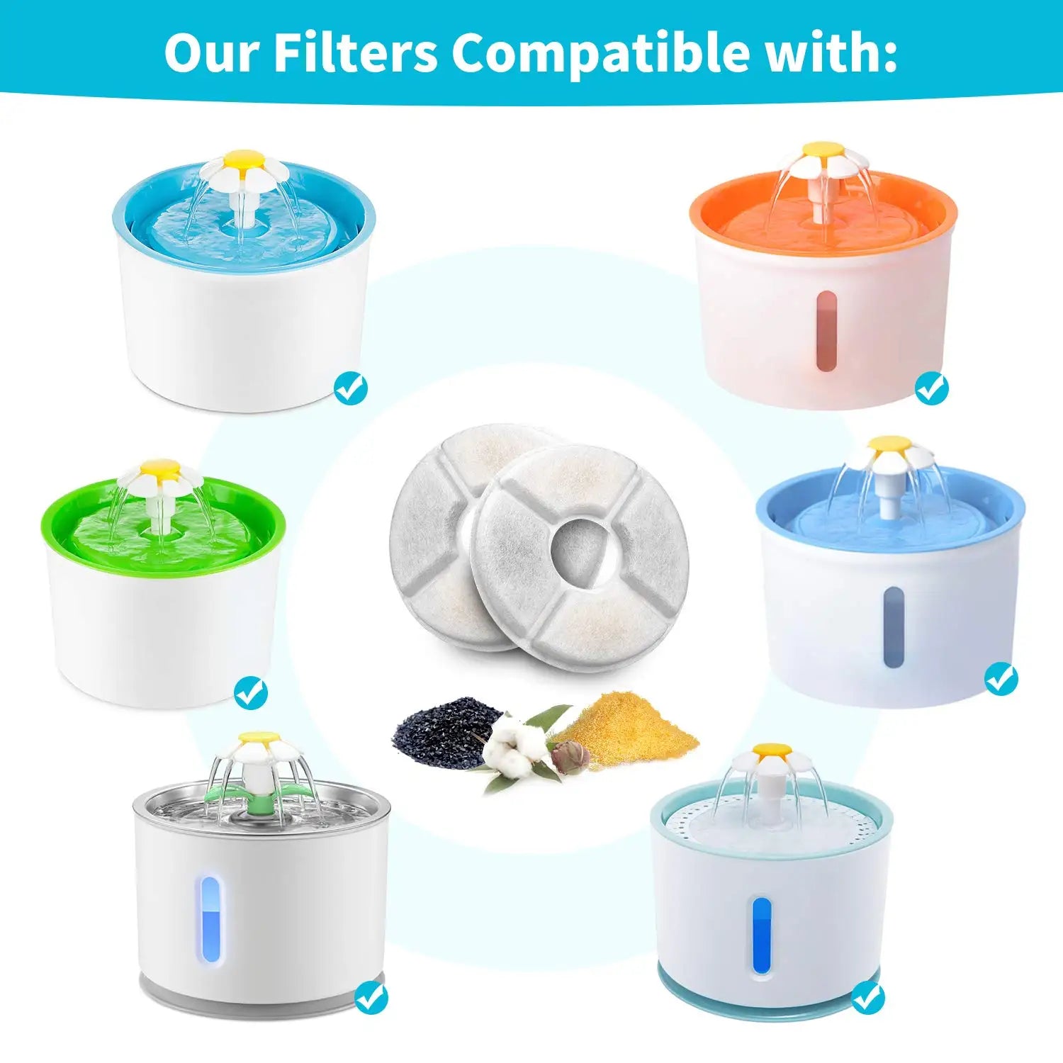 Filtros de Substituição para Fonte de Água de Cães e Gatos – Conjunto de Filtros de Carbono Ativado (4, 8 ou 12 Unidades)**