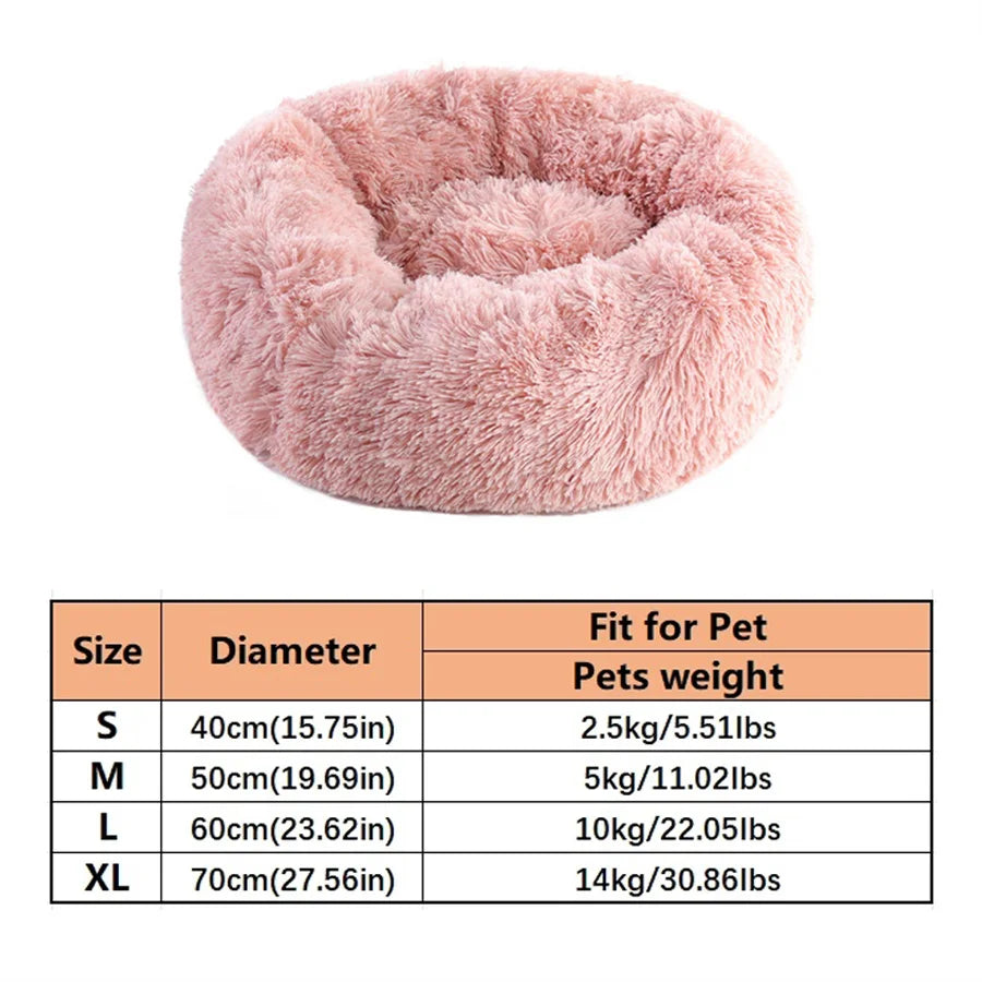 Cama Redonda Donut para Cães e Gatos – Cama de Pelúcia Macia, Quente e Lavável para um Descanso Confortável**