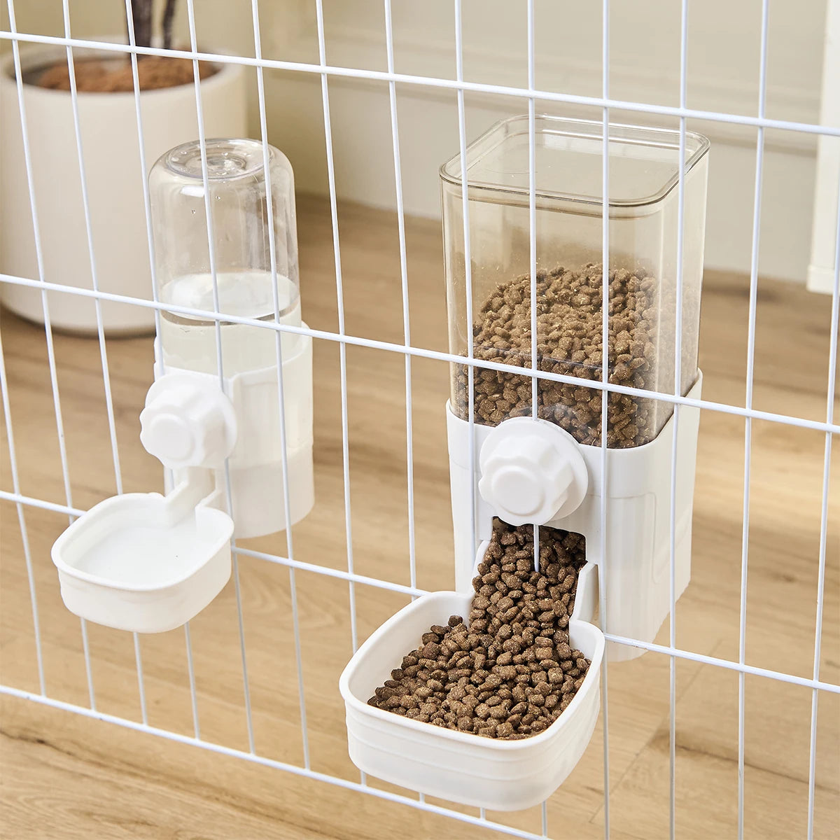Comedouro e Bebedouro Automático para Cães, Gatos e Coelhos – Taça Suspensa para Gaiolas**