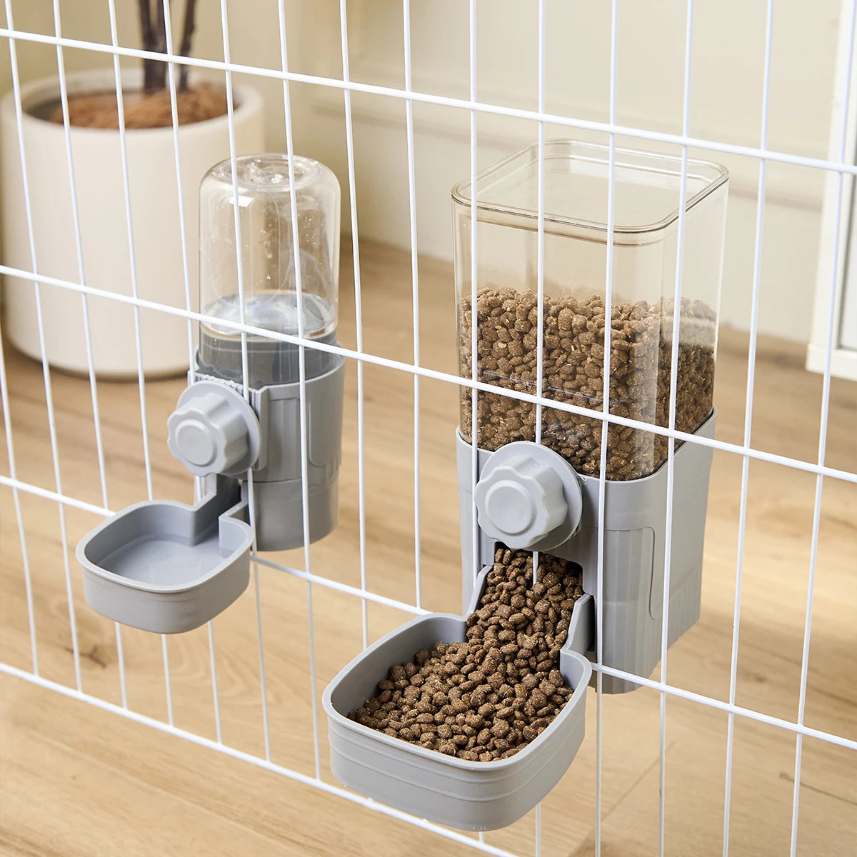 Comedouro e Bebedouro Automático para Cães, Gatos e Coelhos – Taça Suspensa para Gaiolas**