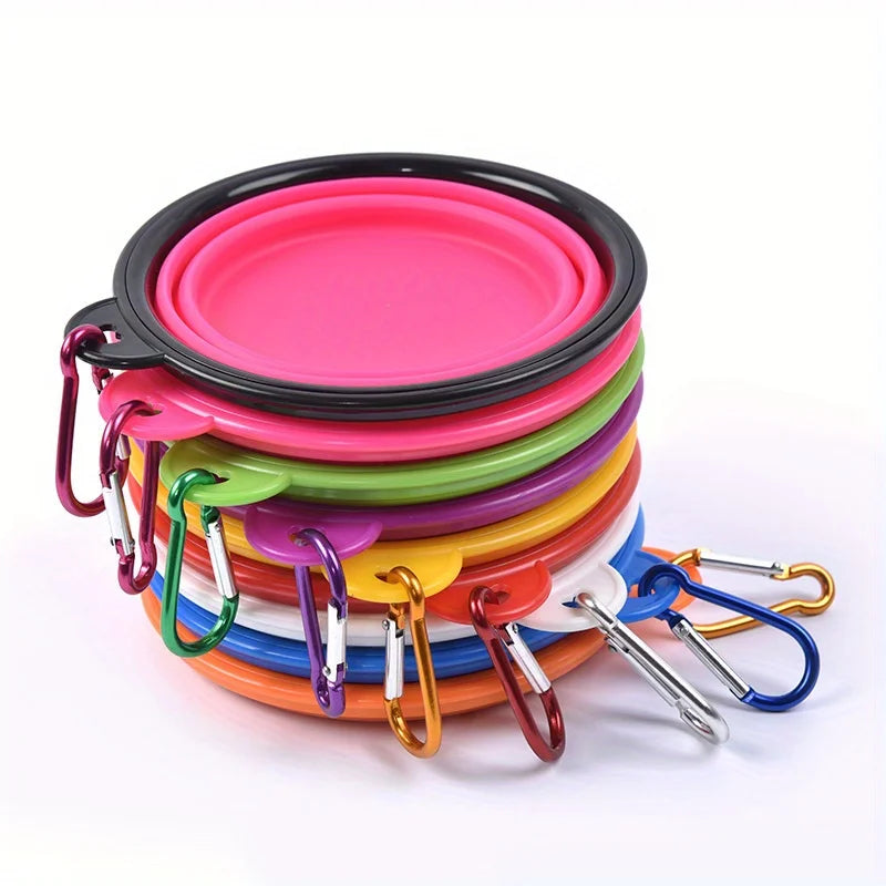 Tigela Dobrável Portátil para Cães – Tigela de Viagem para Água e Comida em Silícone