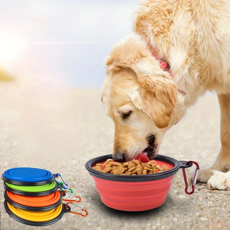 Tigela Dobrável Portátil para Cães – Tigela de Viagem para Água e Comida em Silícone