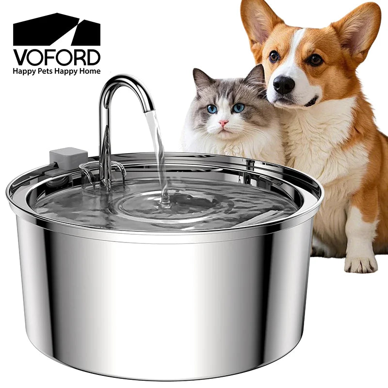 Fonte de Água Automática em Aço Inoxidável para Cães e Gatos – Bebedouro Elétrico USB com Bomba Ultra Silenciosa**