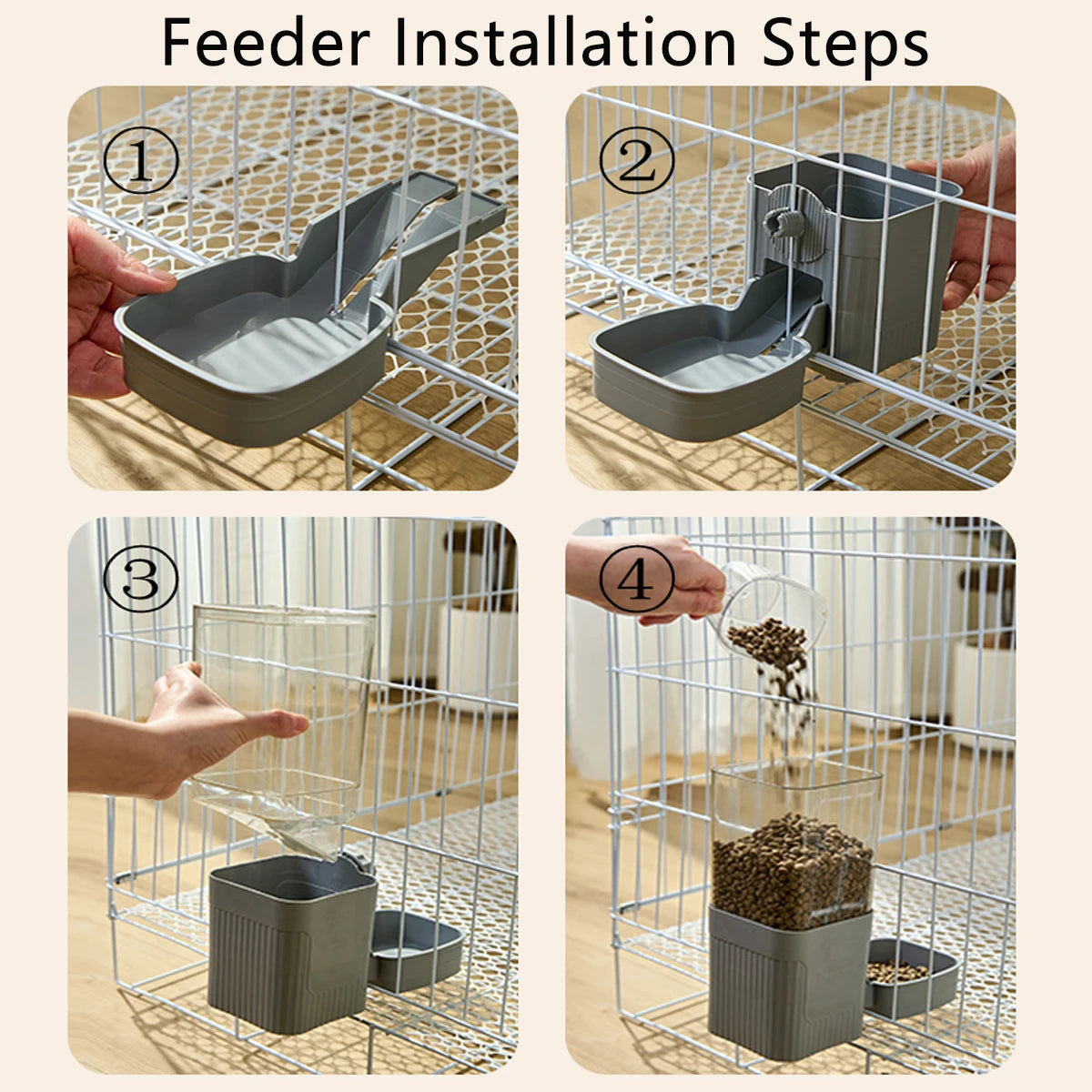 Comedouro e Bebedouro Automático para Cães, Gatos e Coelhos – Taça Suspensa para Gaiolas**