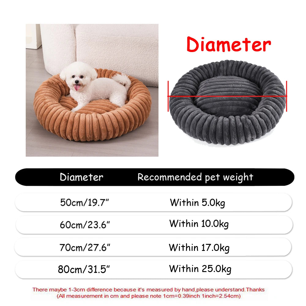 Cama Redonda de Pelúcia para Cães e Gatos – Cama Quente de Inverno com Capa Removível e Lavável**