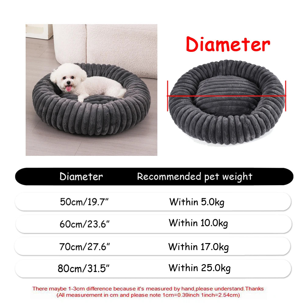 Cama Redonda de Pelúcia para Cães e Gatos – Cama Quente de Inverno com Capa Removível e Lavável**