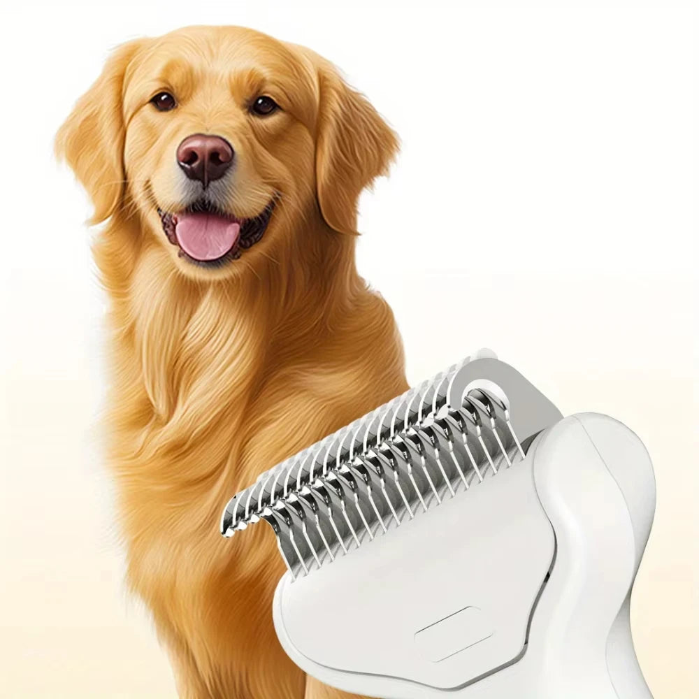 Escova Removedora de Pelos em Aço Inoxidável para Cães – Pente Desembaraçador para Grooming e Cuidados da Pelagem