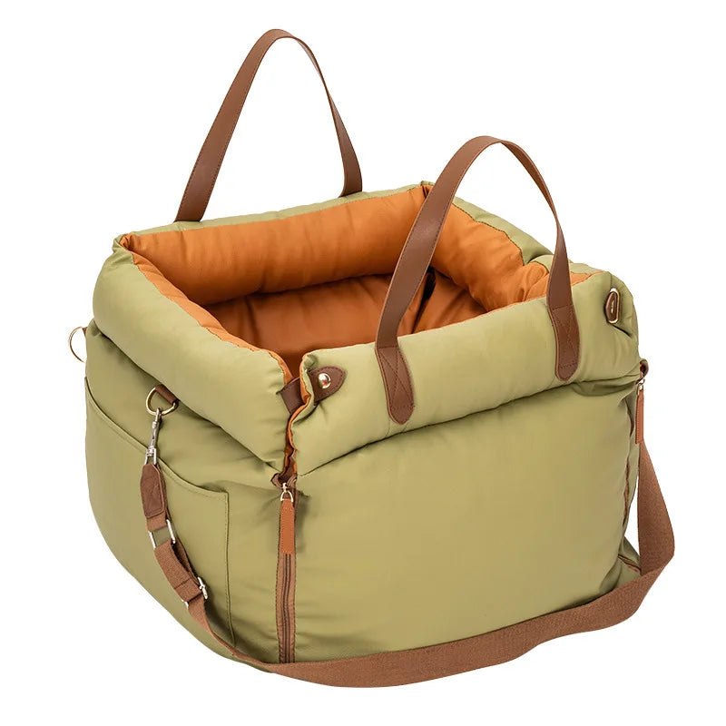 Assento Auto para Cães com Cinto de Segurança – Cama Antiderrapante para Viagens, Lavável e com Fixação Segura**